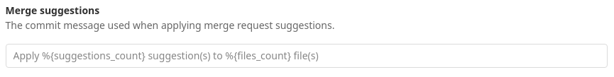 Custom commit message for applied suggestions