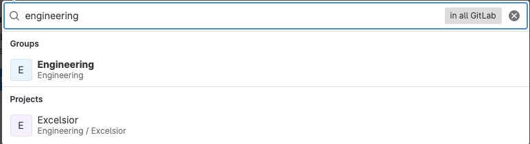 搜索结果中的工程群组