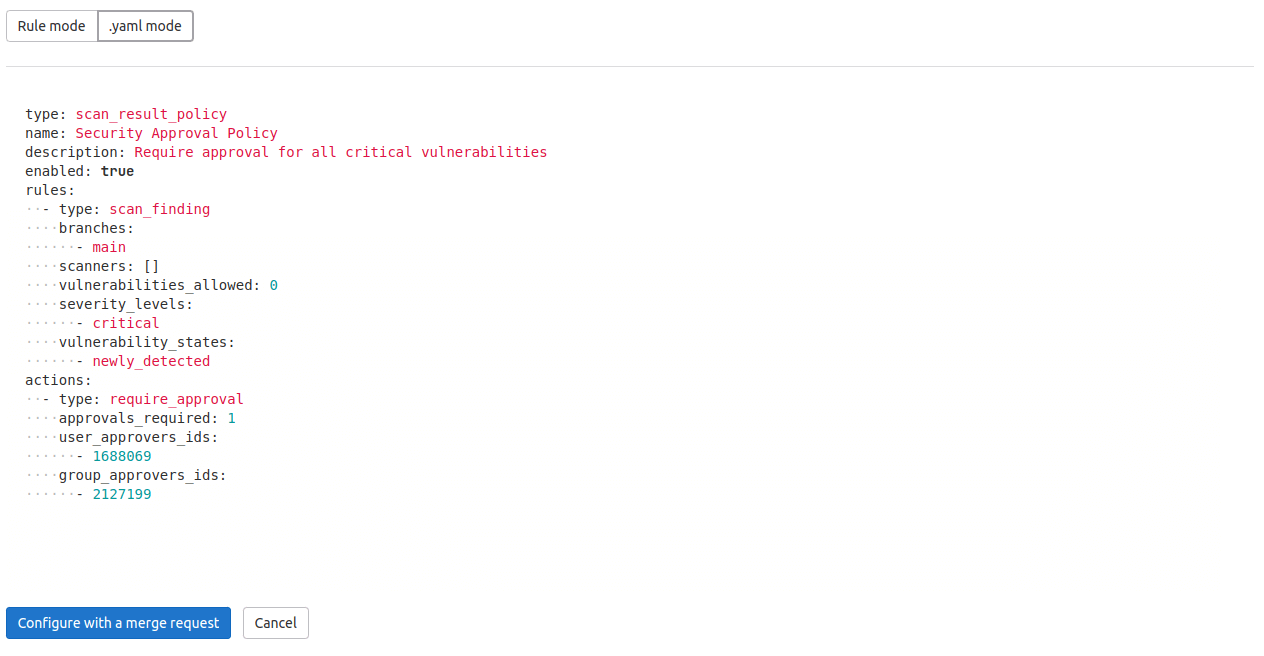 策略编辑器 YAML 模式