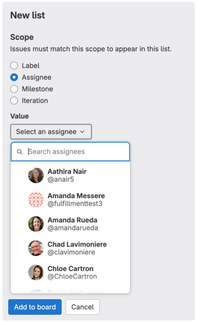 Assignee lists