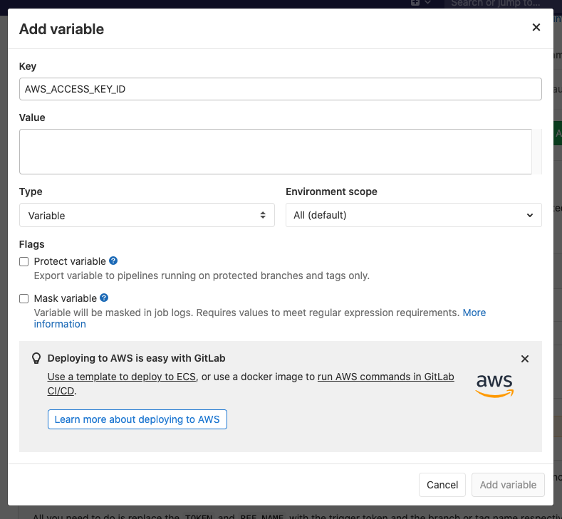 In-product link to guidance for deploying to AWS