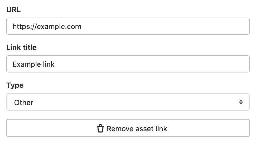Specify asset types for Release links