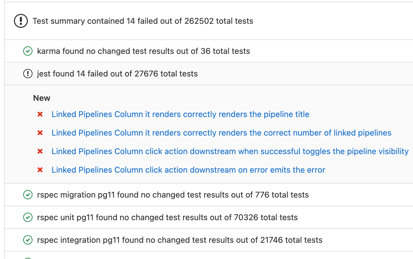 Merge Request test summary usability improvements