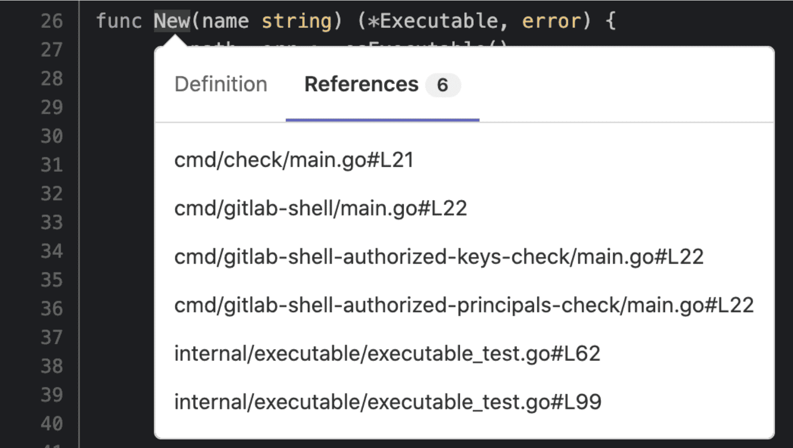 Find references added to Code Intelligence