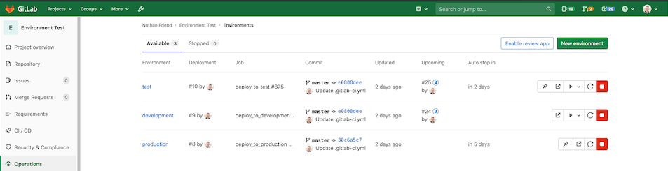 Show deployment status on the Environments page