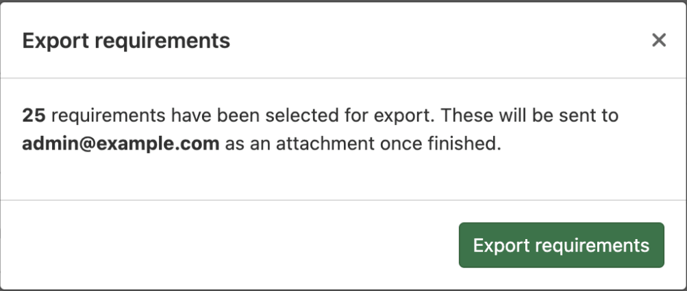 Export requirements to a CSV file