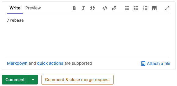 Rebase quick action for merge requests