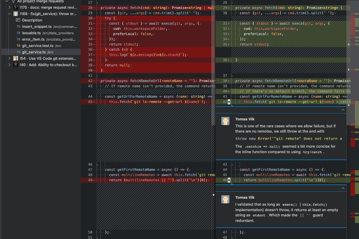 View code review comments in VS Code