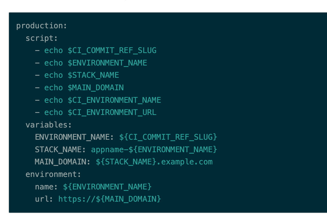 Use nested CI/CD variables with environments in pipeline configuration