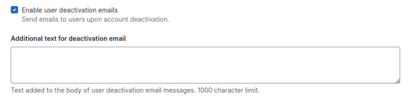 Customize message for user deactivation emails
