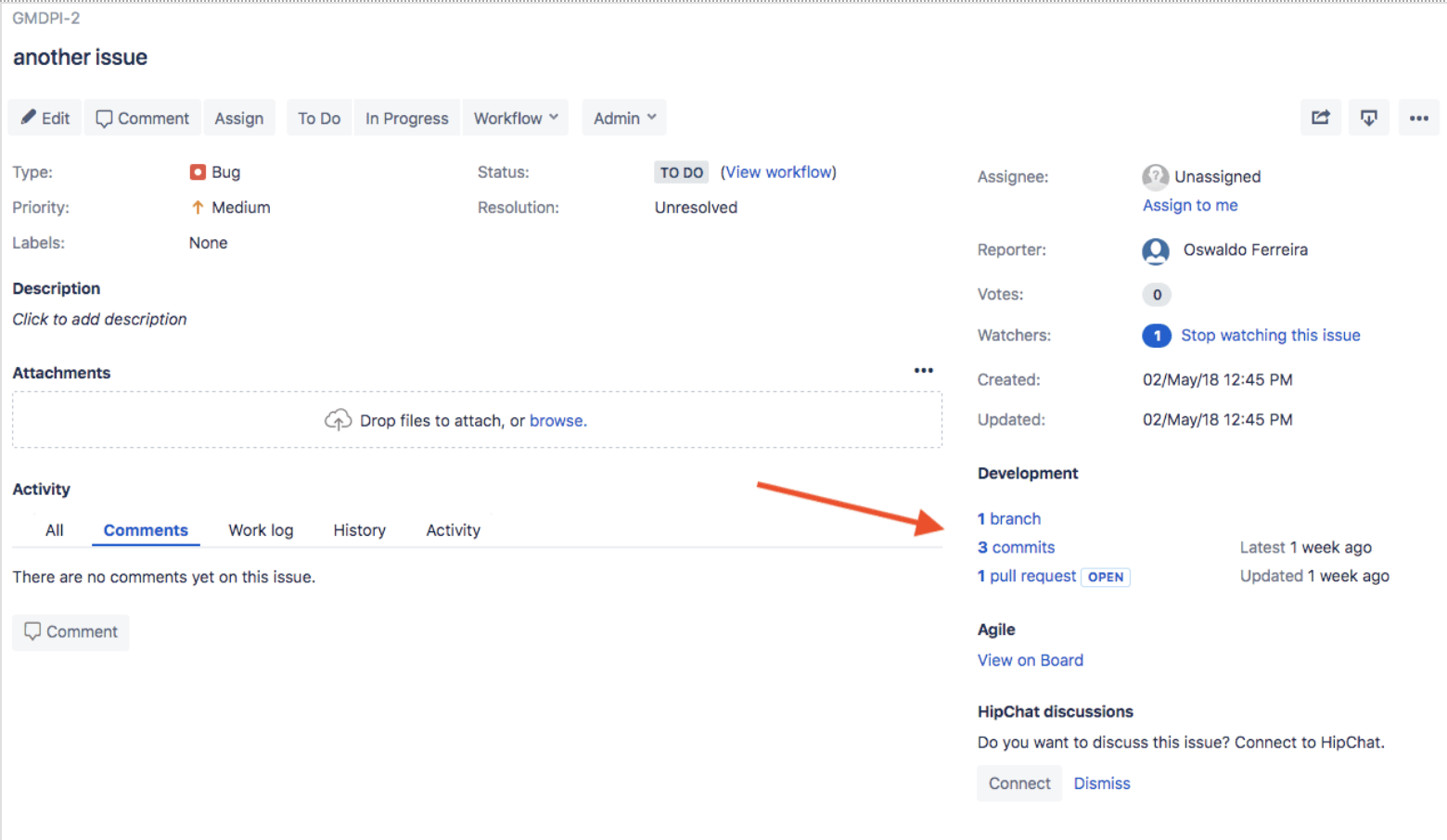 View branches, commits and merge requests in your jira issue
